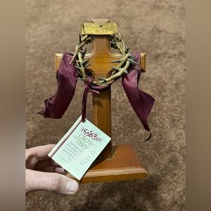 Roman "He Is Risen" Crown of Thorns Standing Cross Vintage Jesus Christ 2001